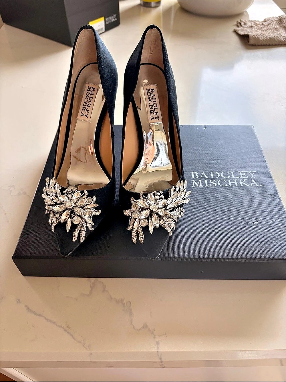 Badgley Mischka Cher Crystal Embellished Pump Embellished Black Heels